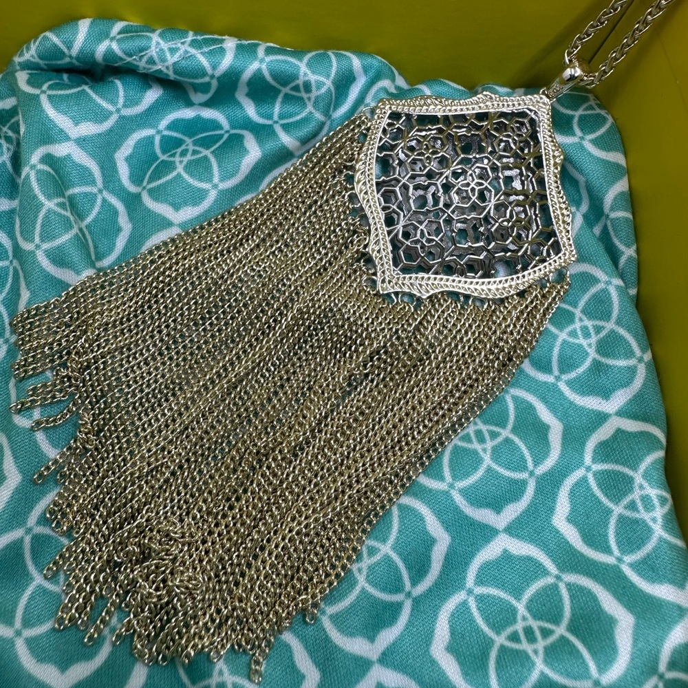 Kendra Scott Kingston Gold Long Pendant Necklace in Gold Filigree Mix